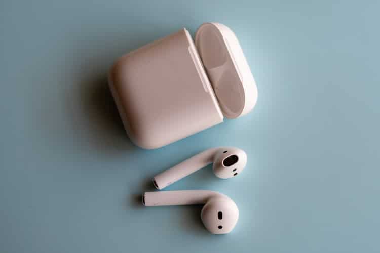A pair of wireless earbuds.