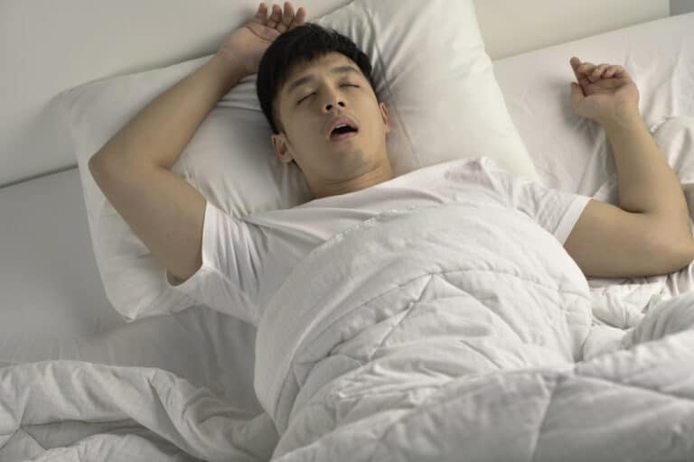 Man snoring from sleep apnea